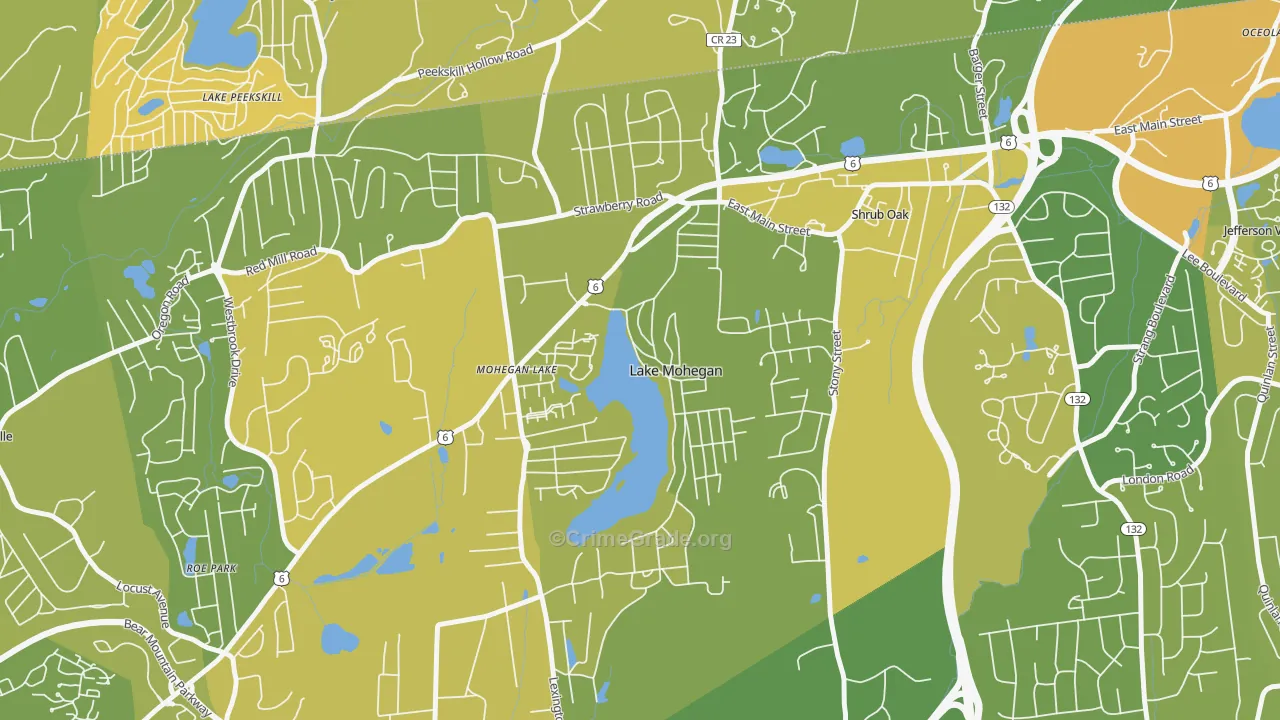 Lake Mohegan, NY Map of Vandalism Rates