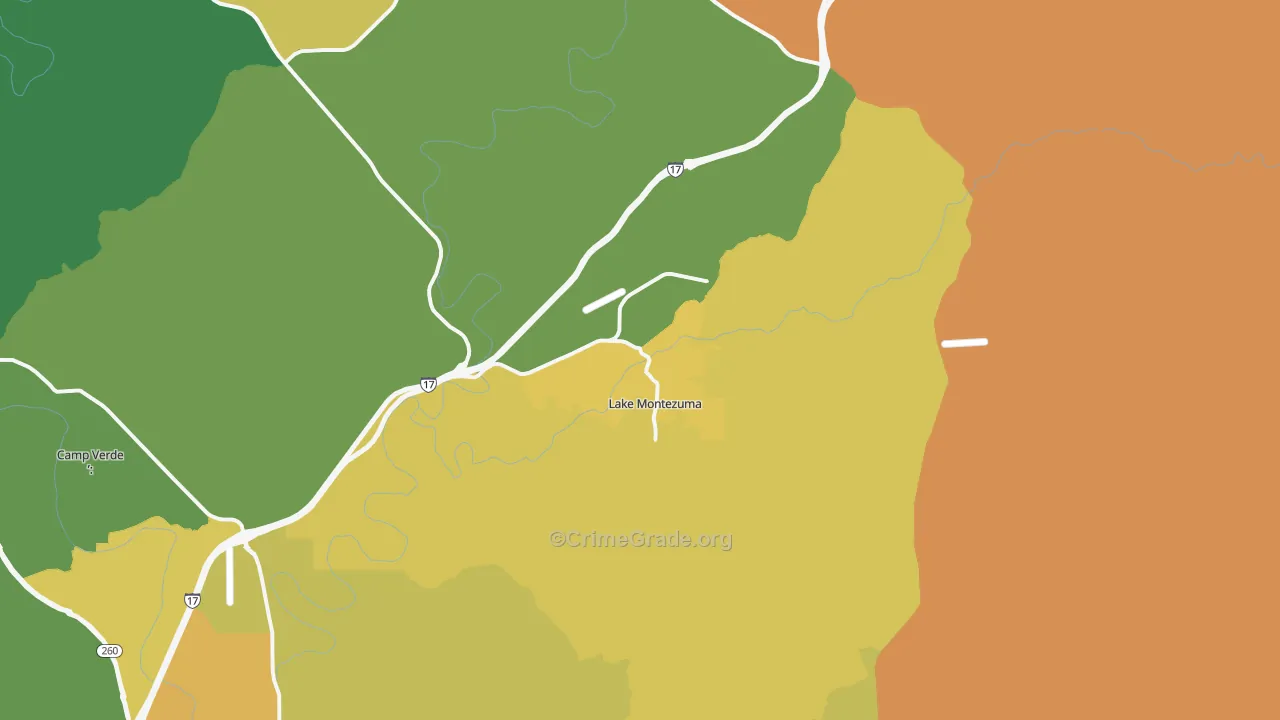 Lake Montezuma, AZ Map of Vandalism Rates