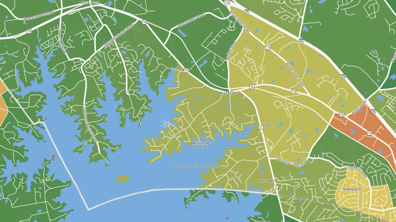 Lake Murray of Richland, SC Map of Vandalism Rates