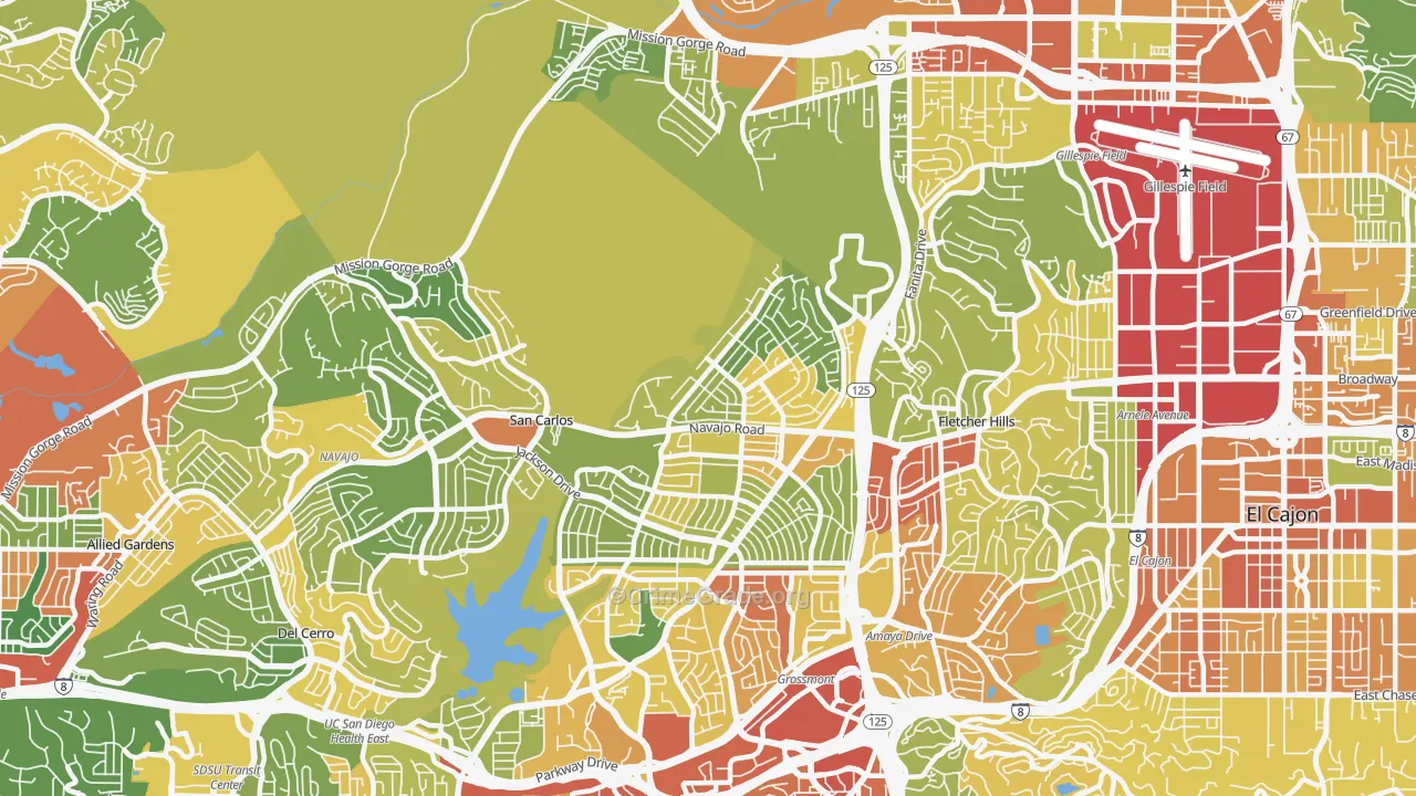 Lake Murray, San Diego, CA Map of Vandalism Rates
