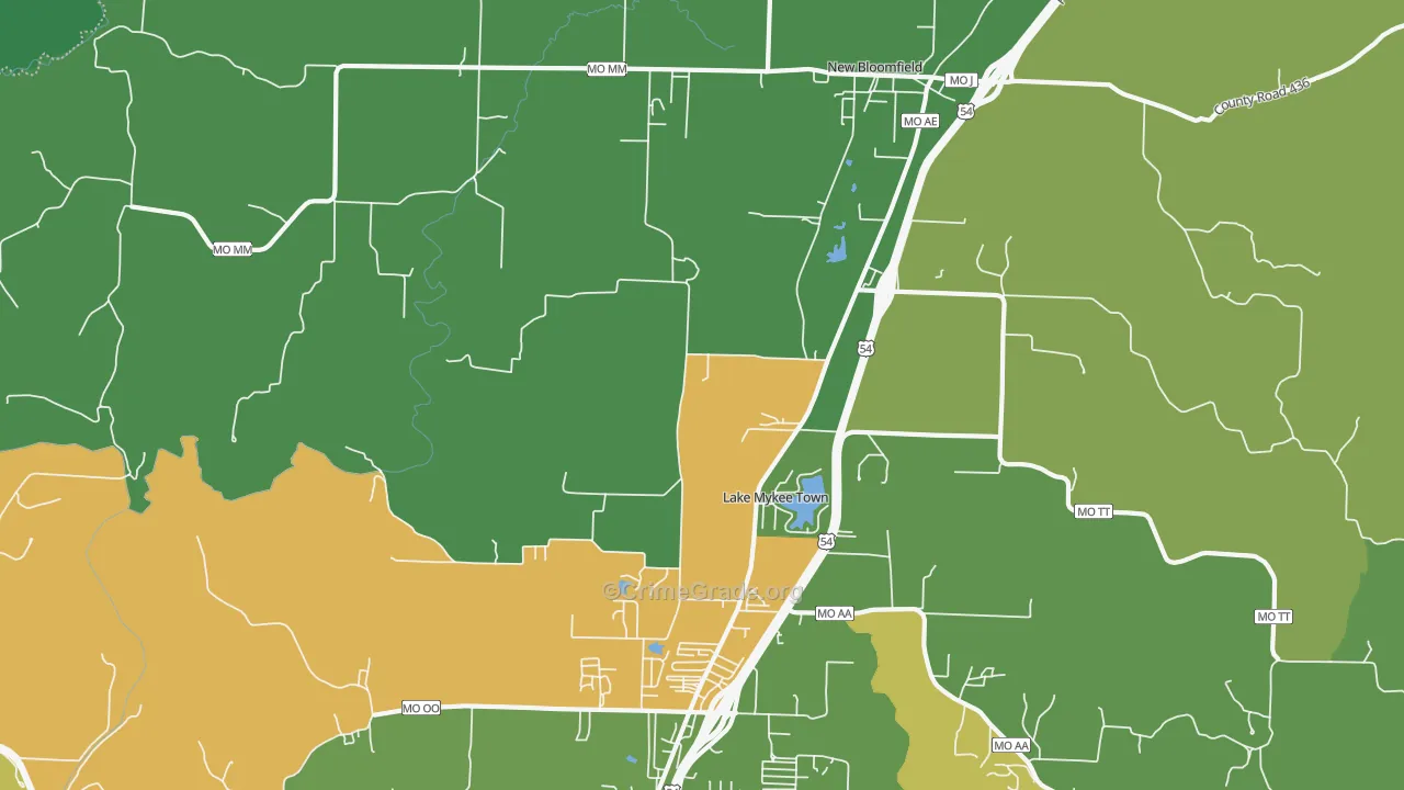 Lake Mykee Town, MO Map of Vandalism Rates