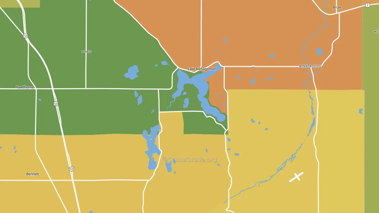 Lake Nebagamon, WI Map of Vandalism Rates
