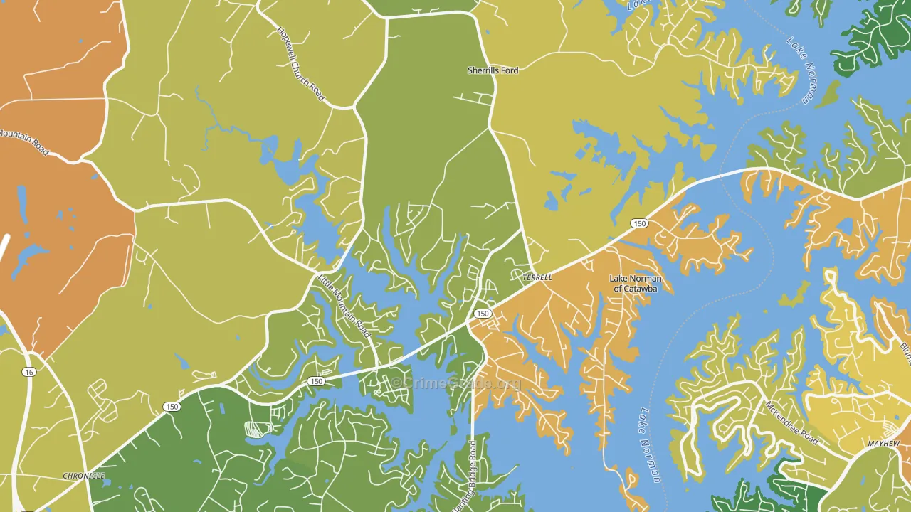 Lake Norman of Catawba, NC Map of Vandalism Rates