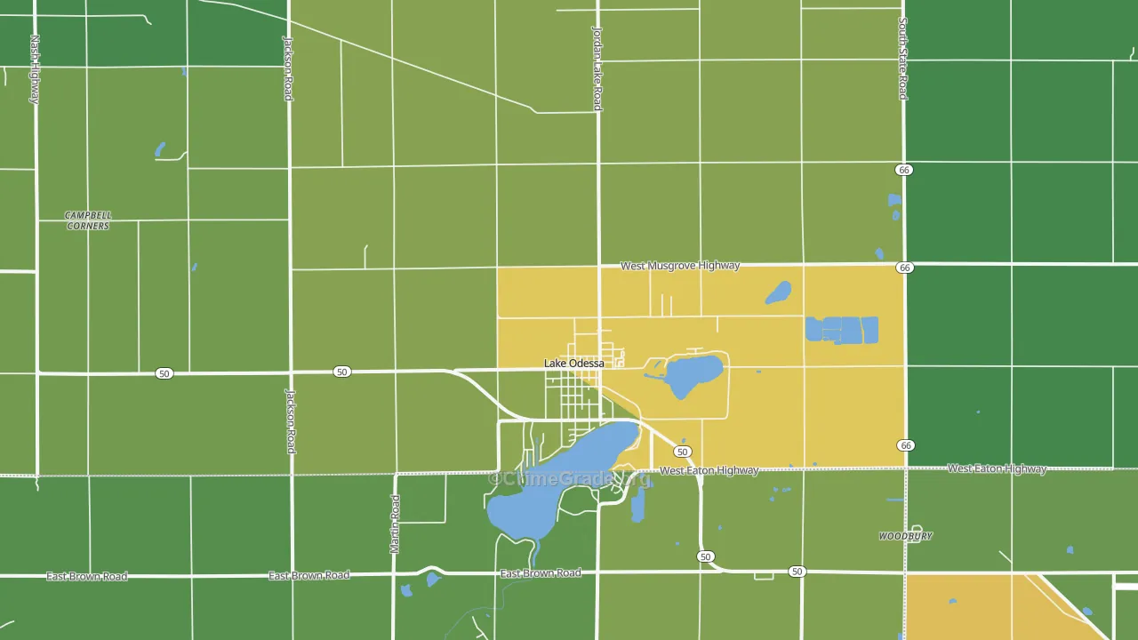 Lake Odessa, MI Map of Vandalism Rates