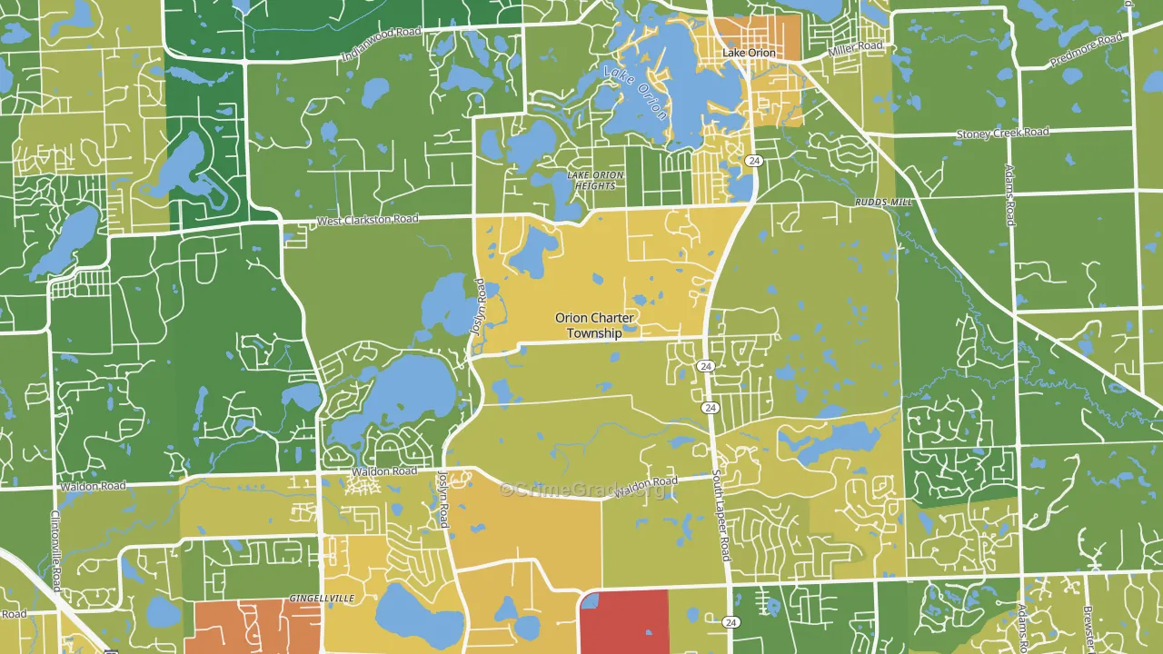 Lake Orion, MI Map of Vandalism Rates