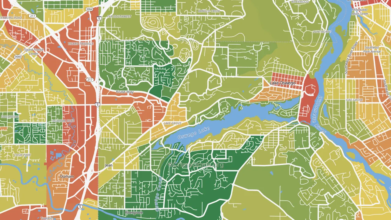 Lake Oswego, OR Map of Vandalism Rates