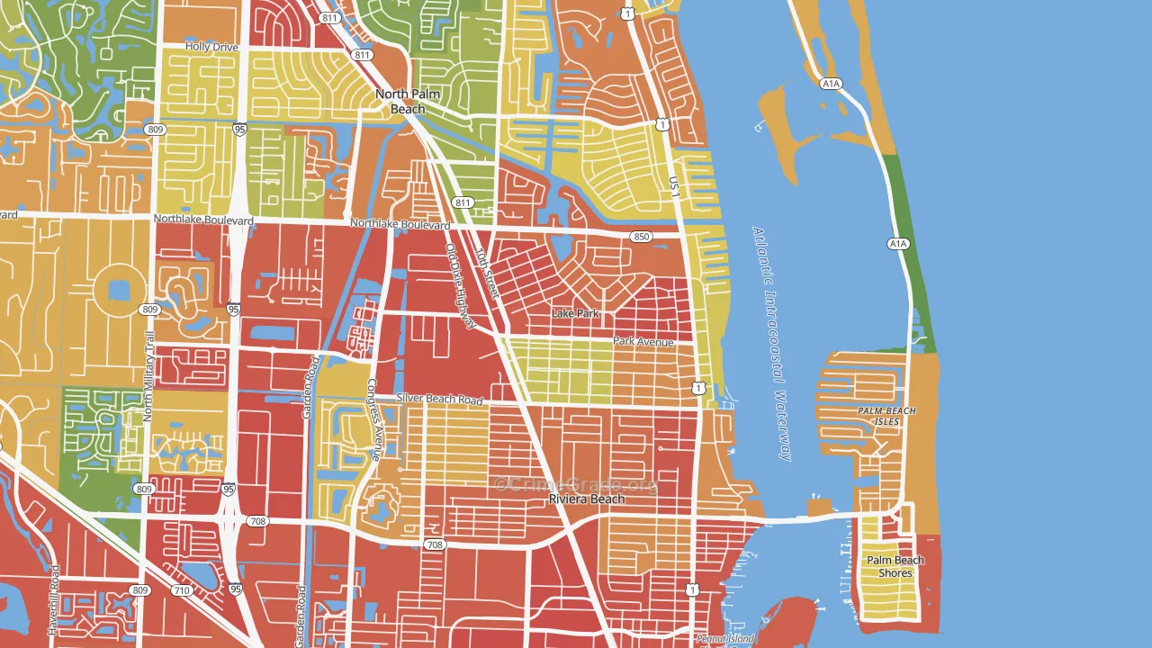 Lake Park, FL Map of Vandalism Rates