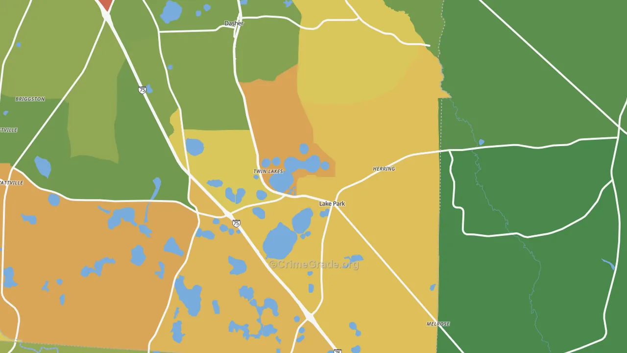 Lake Park, GA Map of Vandalism Rates