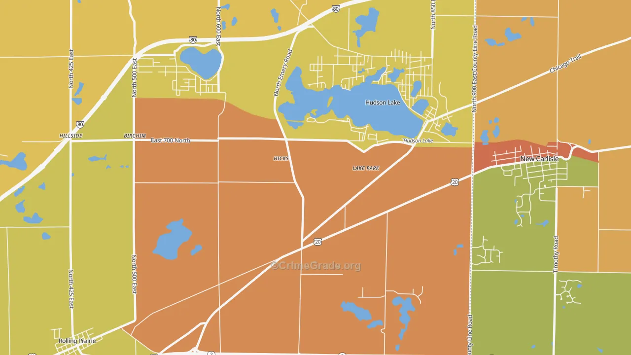 Lake Park, IN Map of Vandalism Rates