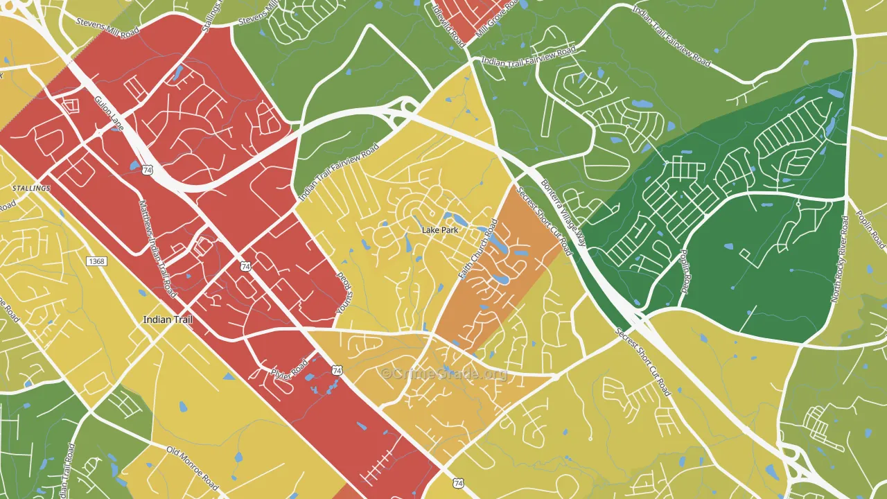 Lake Park, NC Map of Vandalism Rates