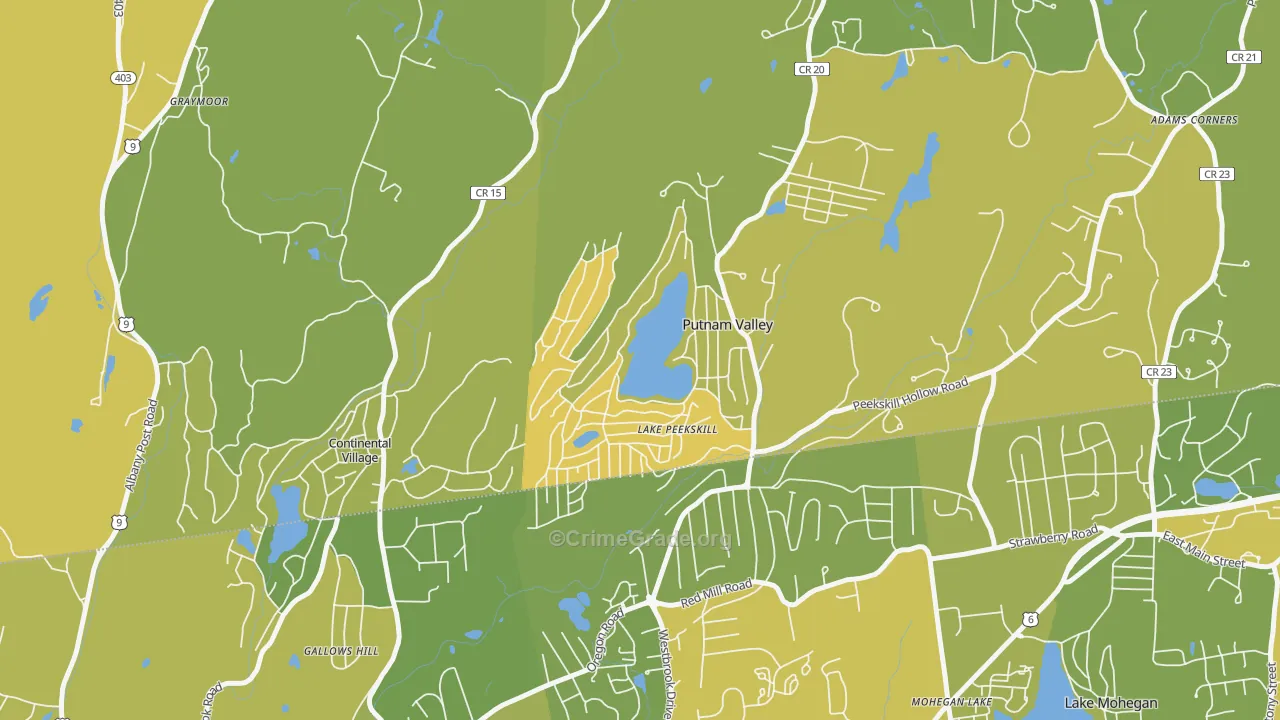 Lake Peekskill, NY Map of Vandalism Rates