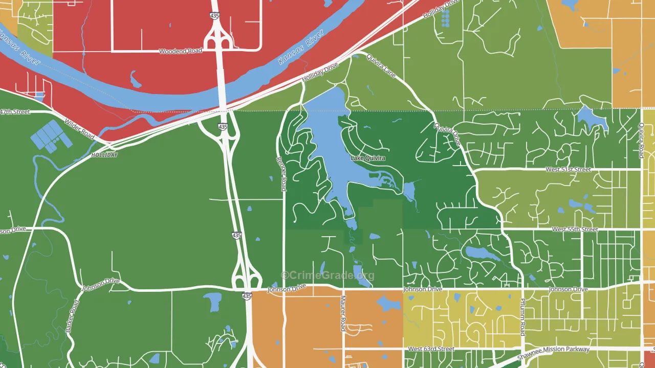 Lake Quivira, KS Map of Vandalism Rates