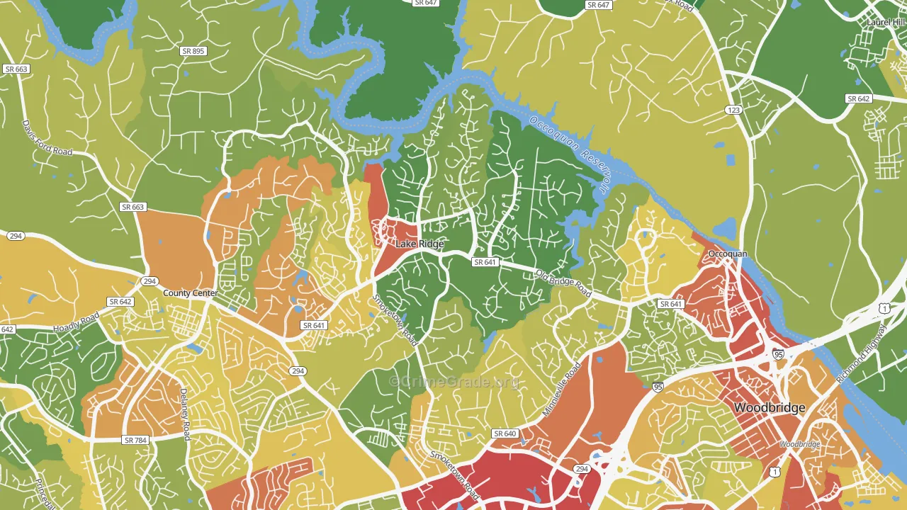 Lake Ridge, VA Map of Vandalism Rates