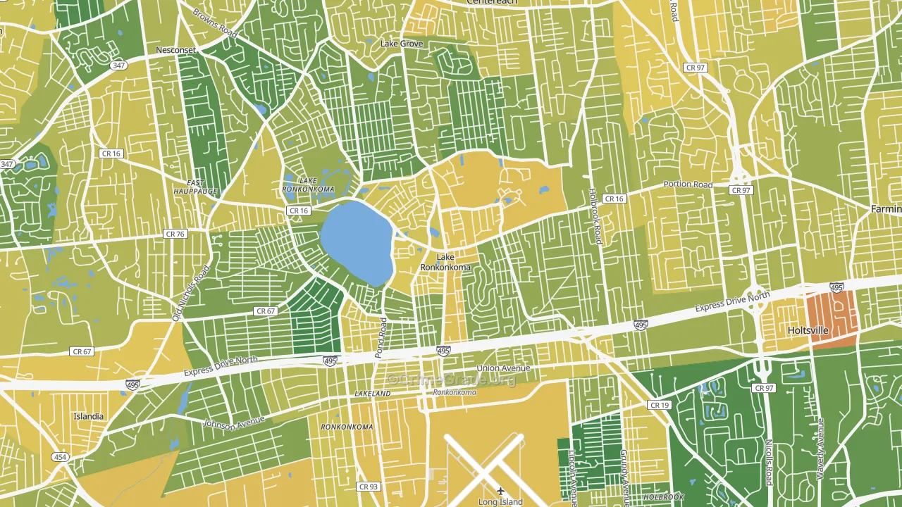 Lake Ronkonkoma, NY Map of Vandalism Rates