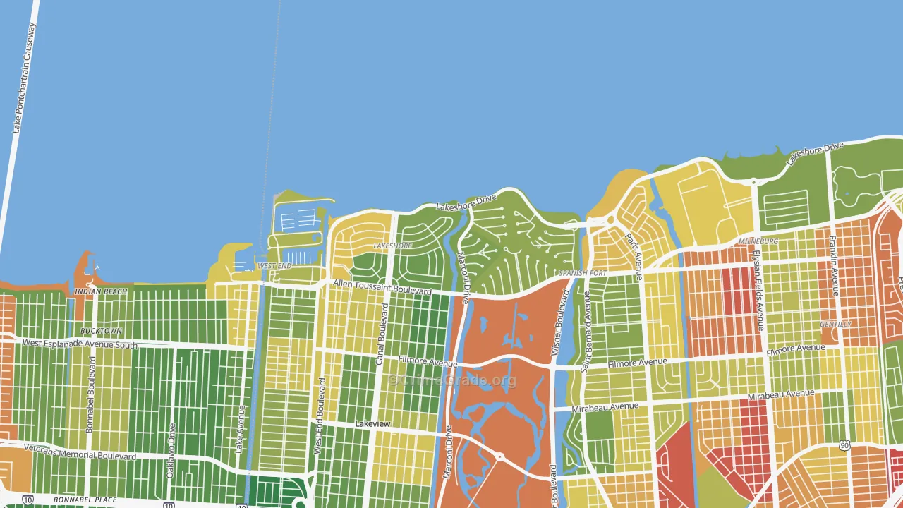 Lake Shore, New Orleans, LA Map of Vandalism Rates