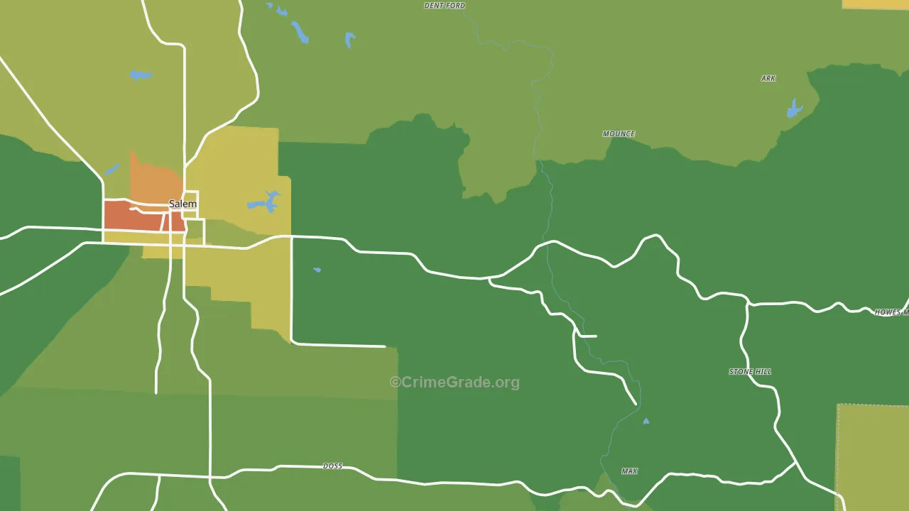 Lake Spring, MO Map of Vandalism Rates