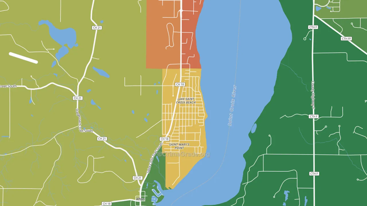 Lake St. Croix Beach, MN Map of Vandalism Rates