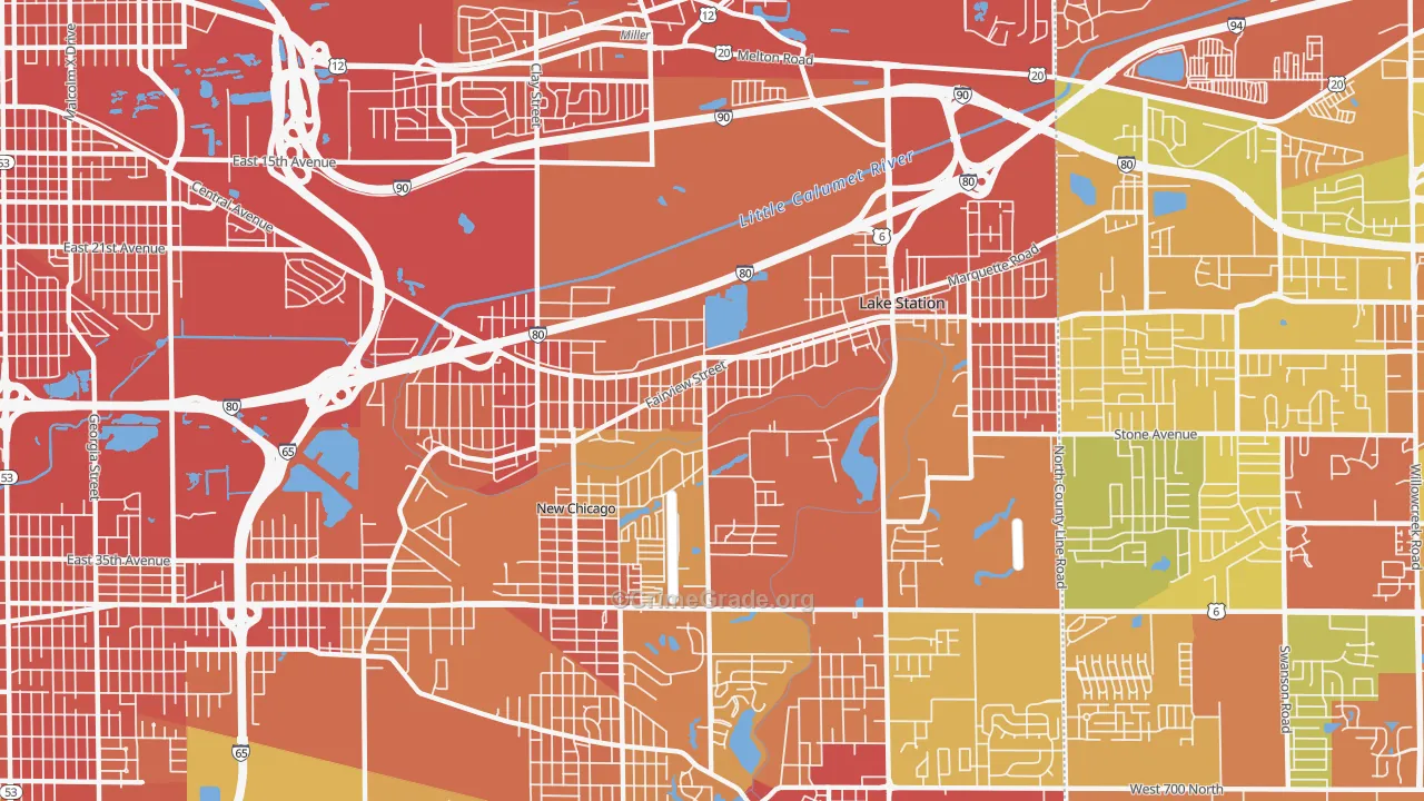 Lake Station, IN Map of Vandalism Rates