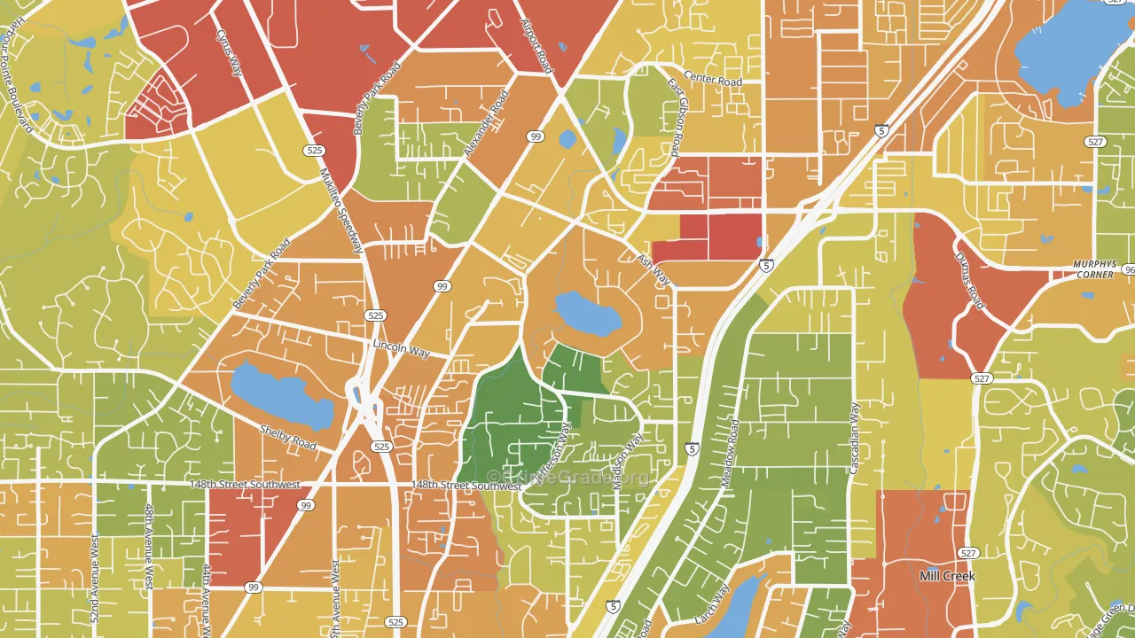 Lake Stickney, WA Map of Vandalism Rates