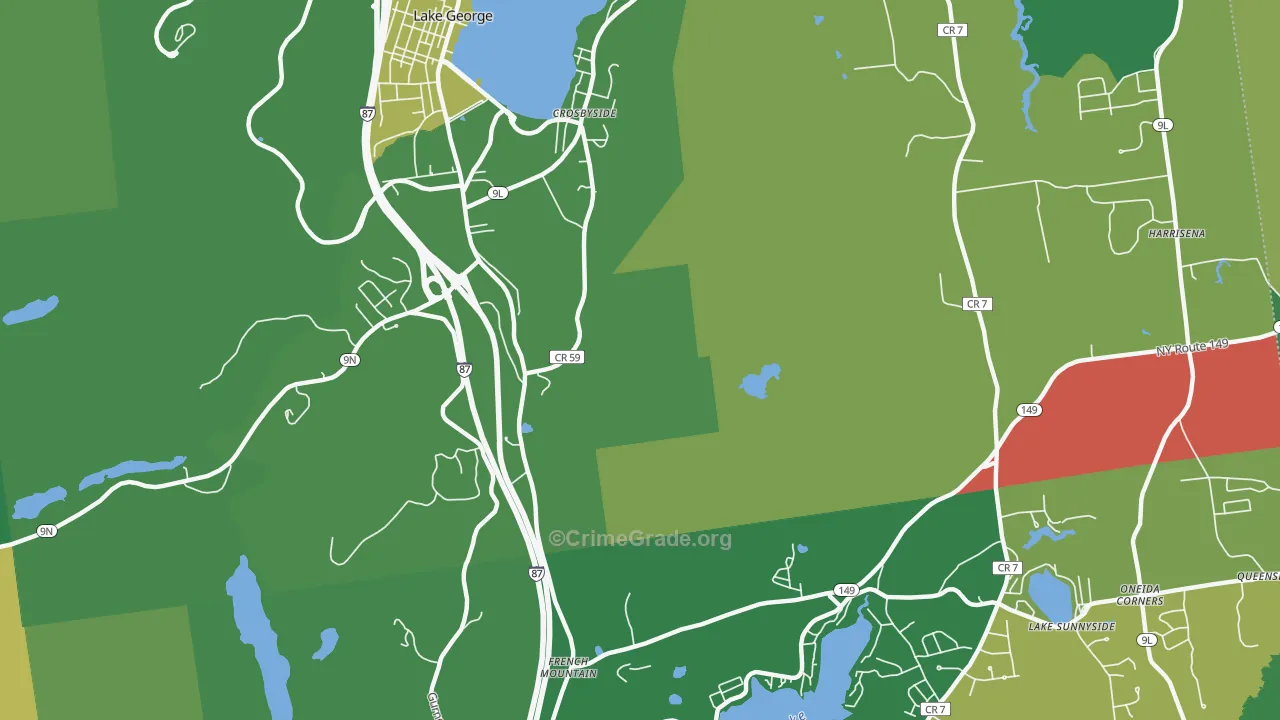 Lake Sunnyside, NY Map of Vandalism Rates