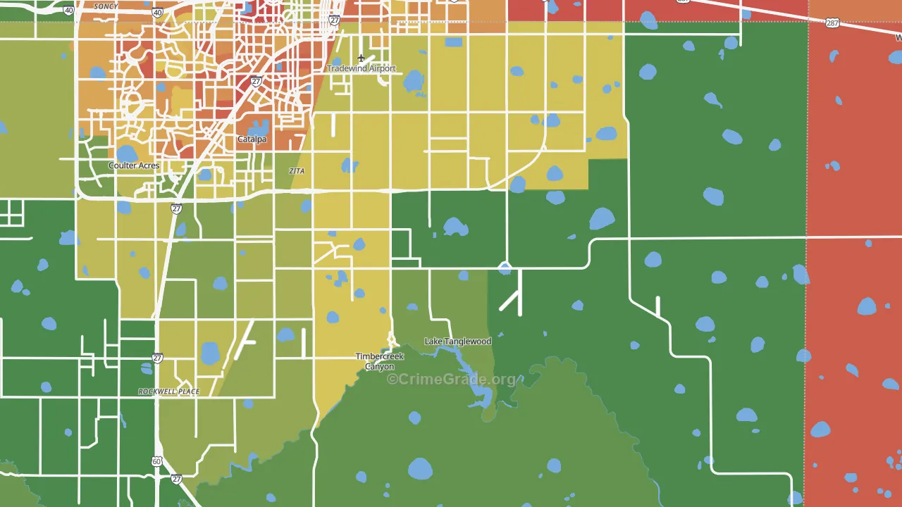 Lake Tanglewood, TX Map of Vandalism Rates