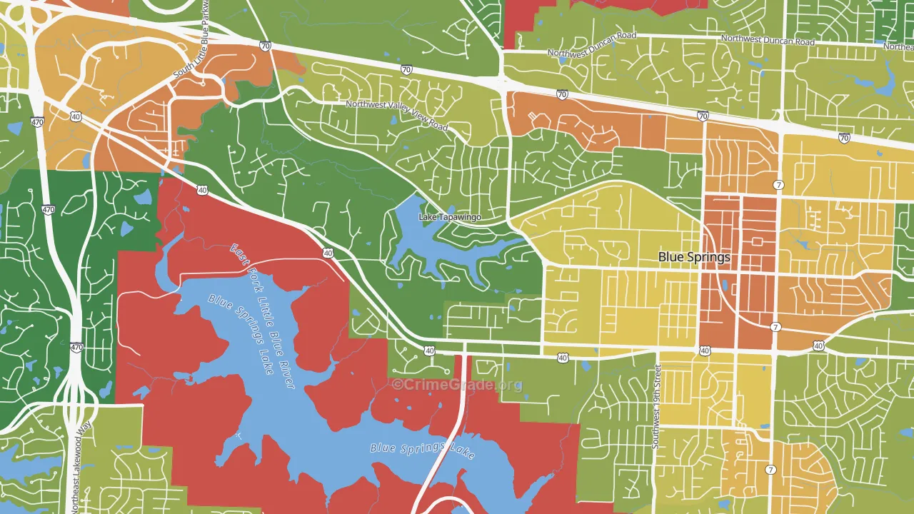 Lake Tapawingo, MO Map of Vandalism Rates