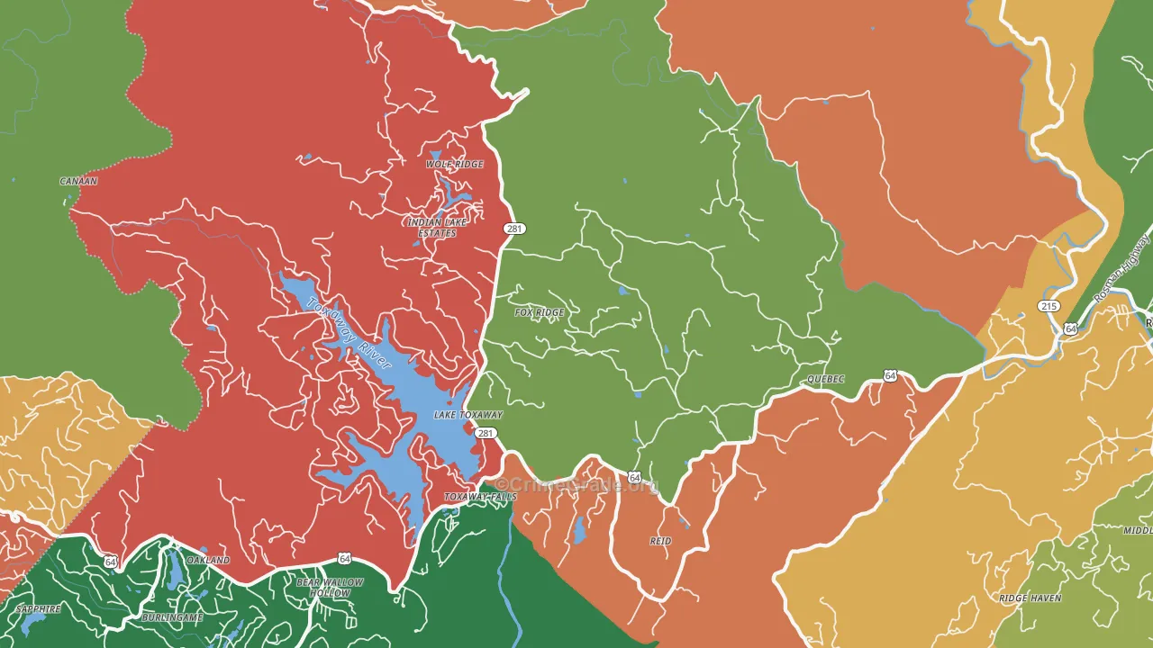 Lake Toxaway, NC Map of Vandalism Rates