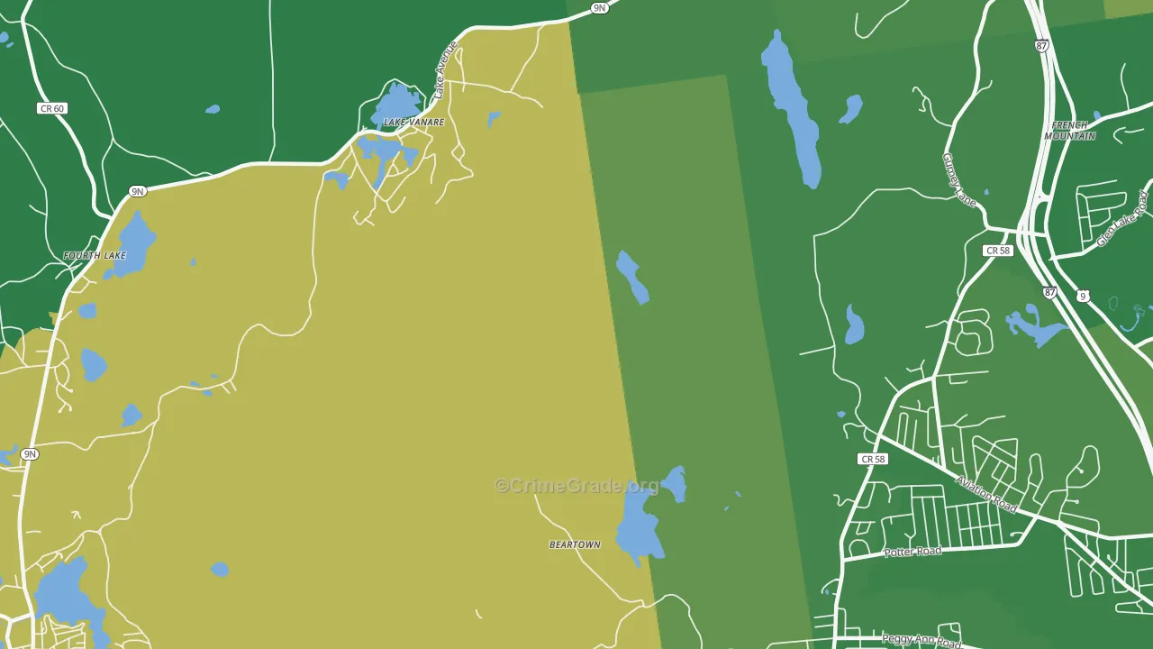 Lake Vanare, NY Map of Vandalism Rates