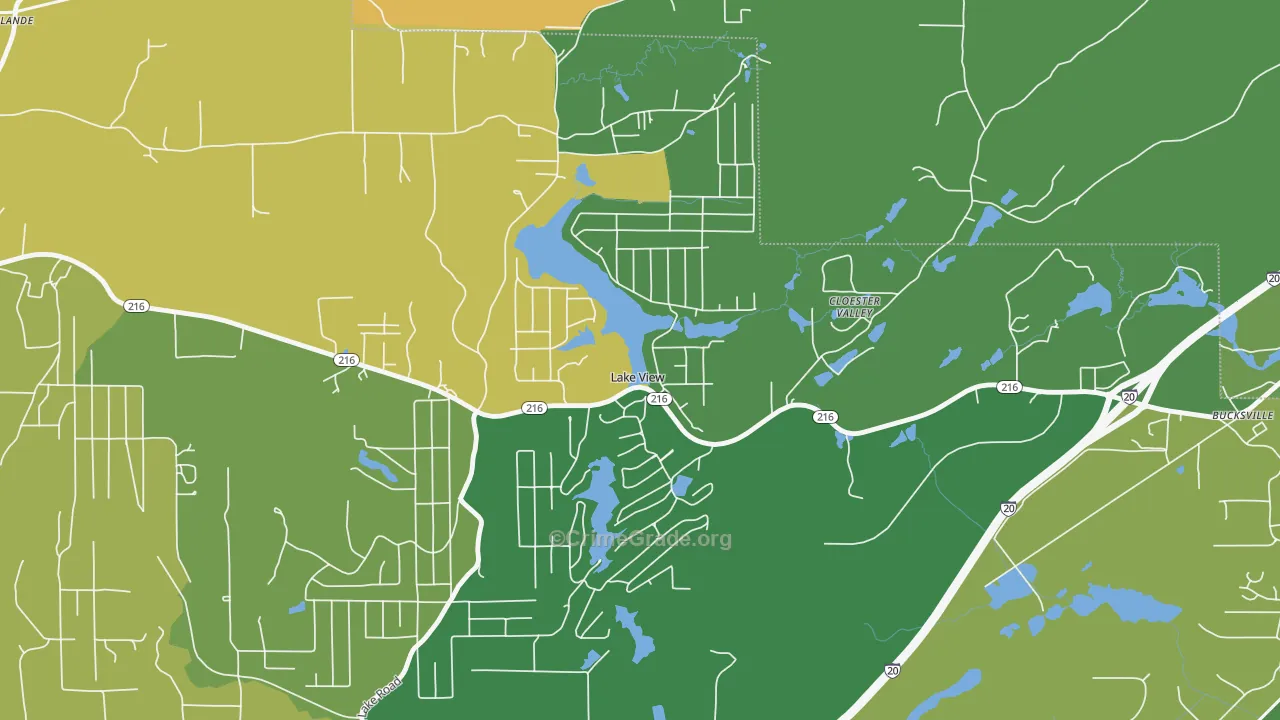 Lake View, AL Map of Vandalism Rates