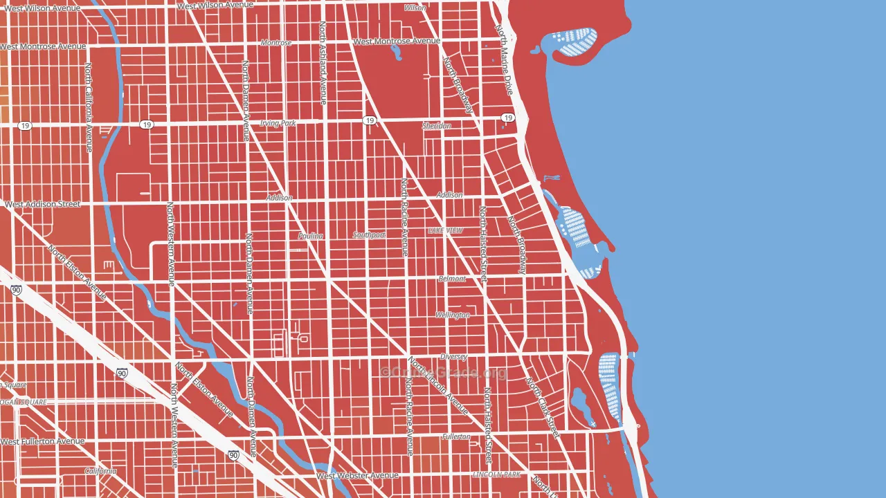 Lake View, Chicago, IL Map of Vandalism Rates