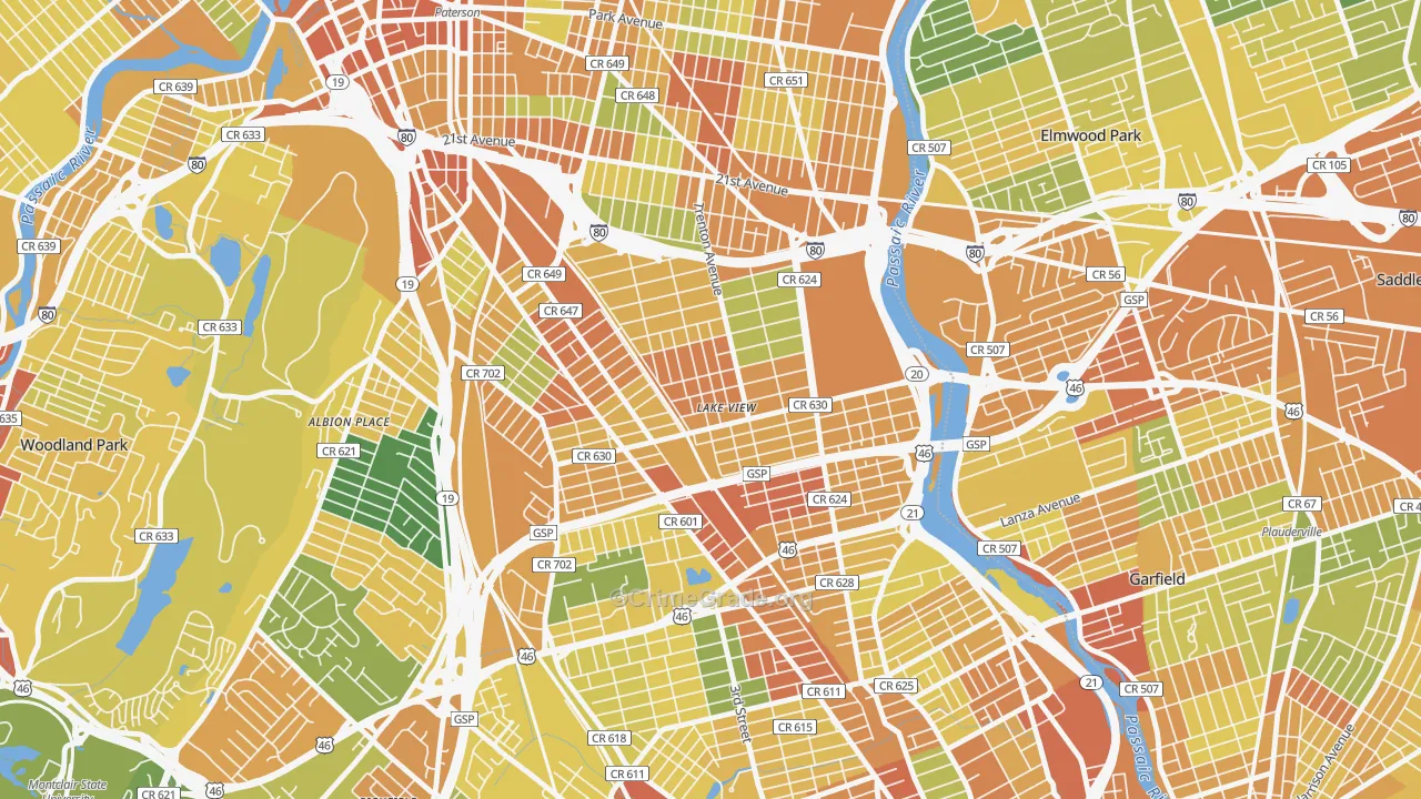 Lake View, Paterson, NJ Map of Vandalism Rates