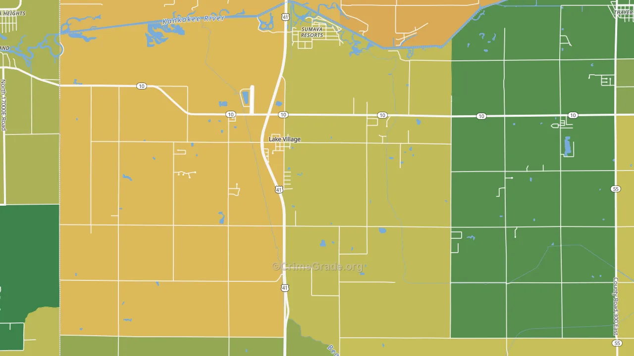 Lake Village, IN Map of Vandalism Rates