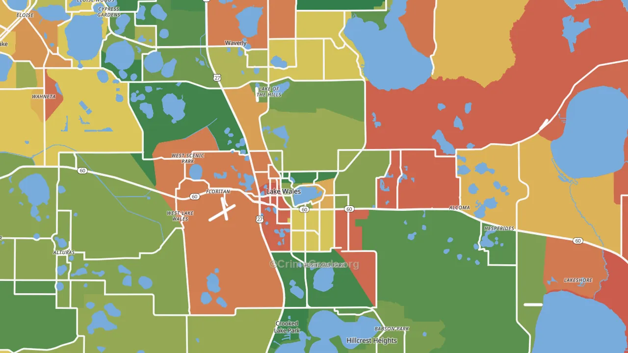Lake Wales, FL Map of Vandalism Rates