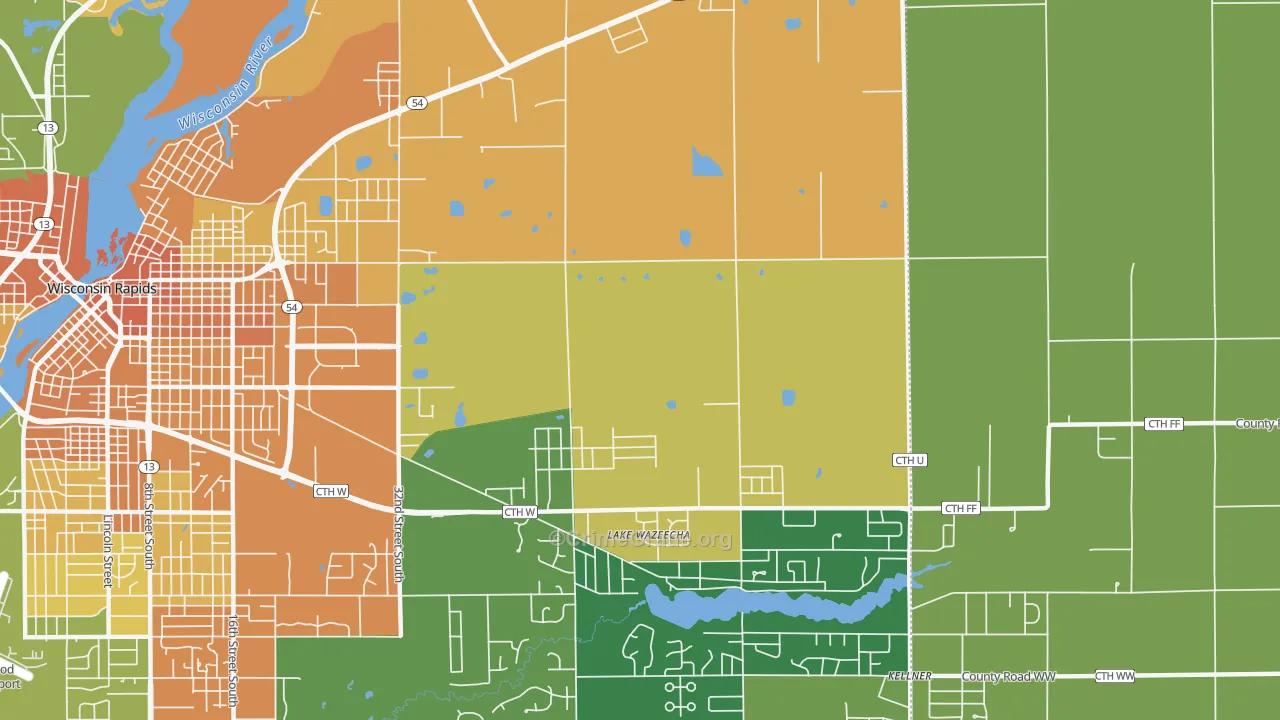 Lake Wazeecha, WI Map of Vandalism Rates