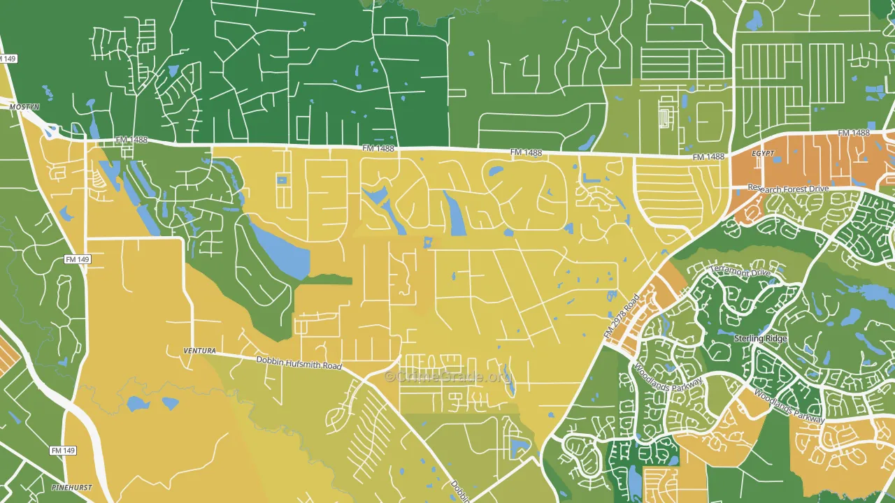 Lake Windcrest, Magnolia, TX Map of Vandalism Rates