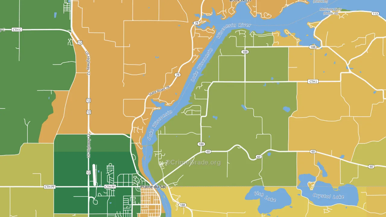 Lake Wisconsin, WI Map of Vandalism Rates