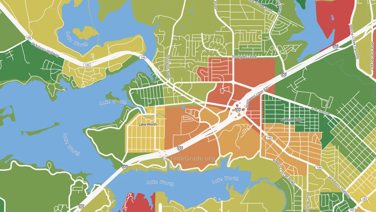 Lake Worth, TX Map of Vandalism Rates