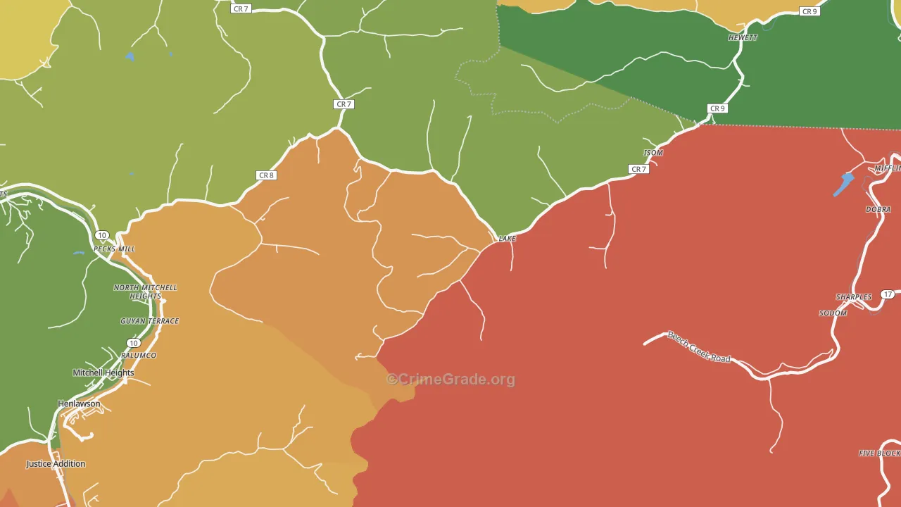 Lake, WV Map of Vandalism Rates