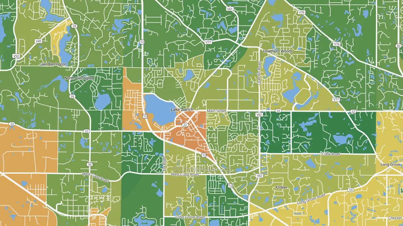 Lake Zurich, IL Map of Vandalism Rates