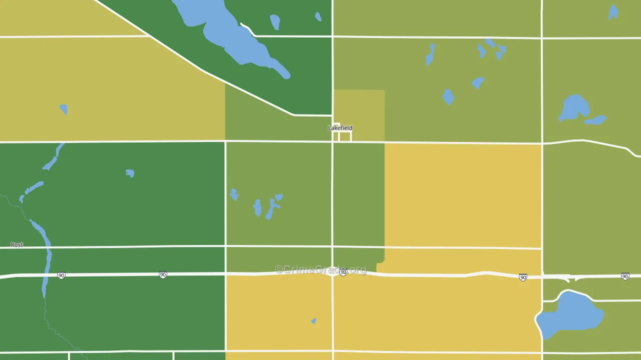 Lakefield, MN Map of Vandalism Rates