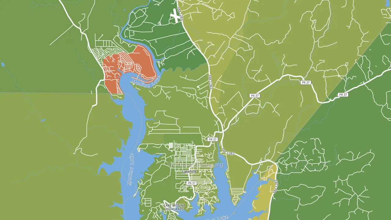 Lakehills, TX Map of Vandalism Rates