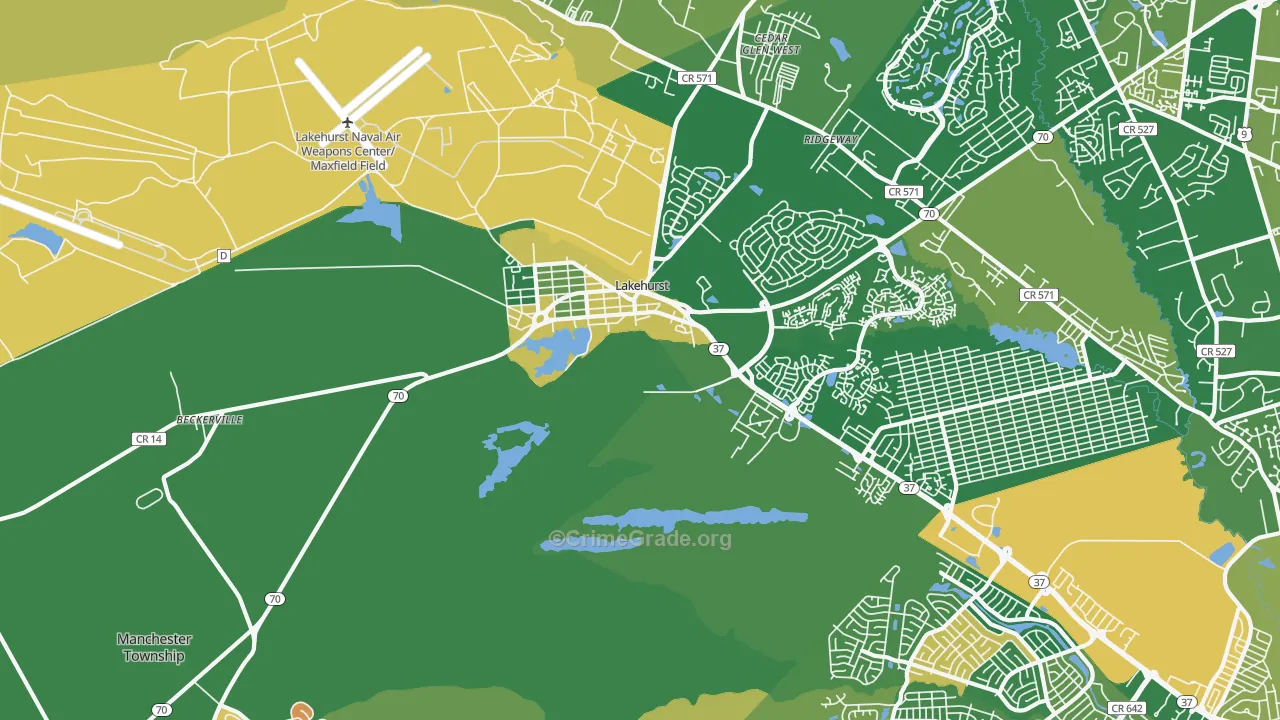 Lakehurst, NJ Map of Vandalism Rates