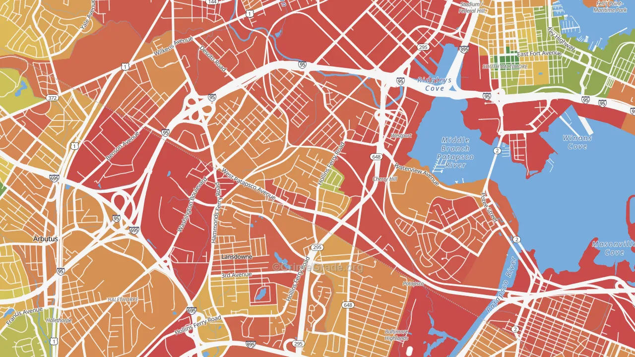 Lakeland, Baltimore, MD Map of Vandalism Rates