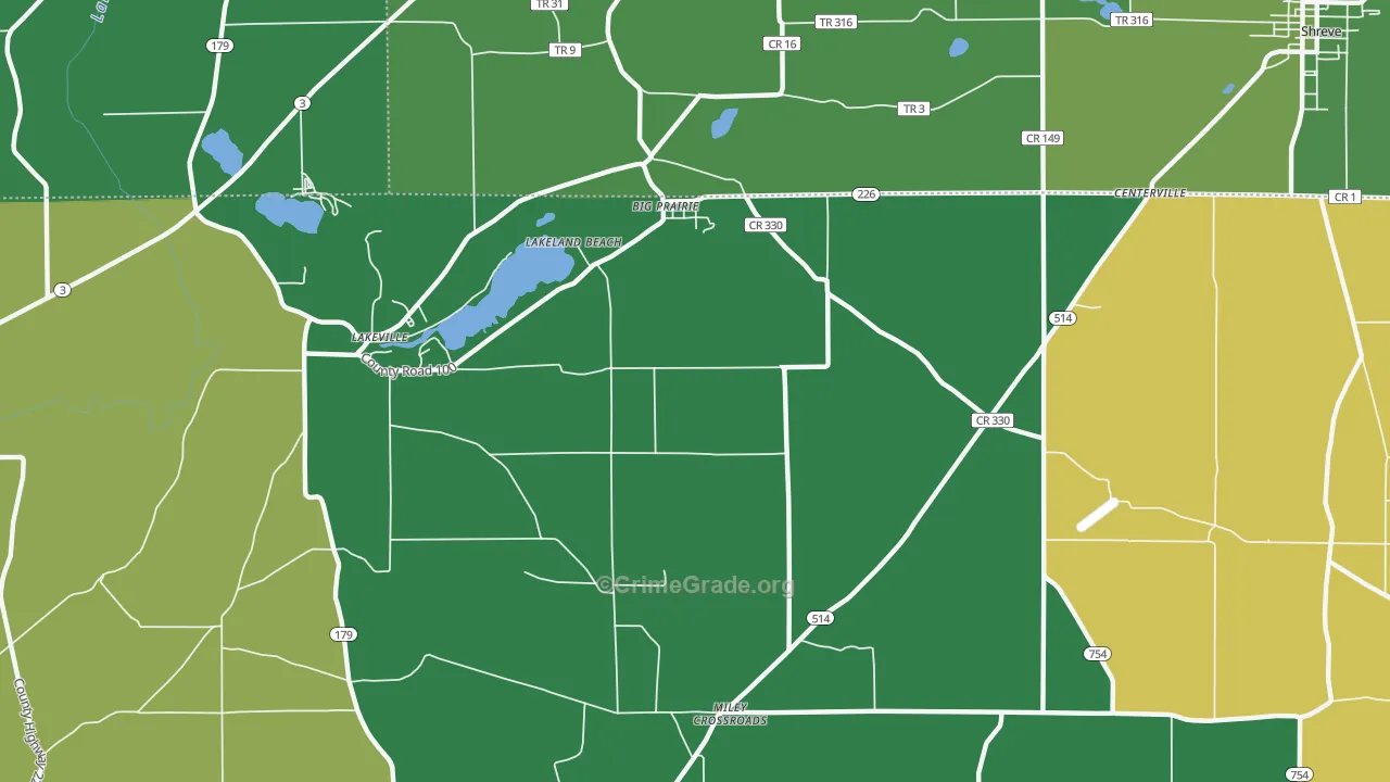 Lakeland Beach, OH Map of Vandalism Rates
