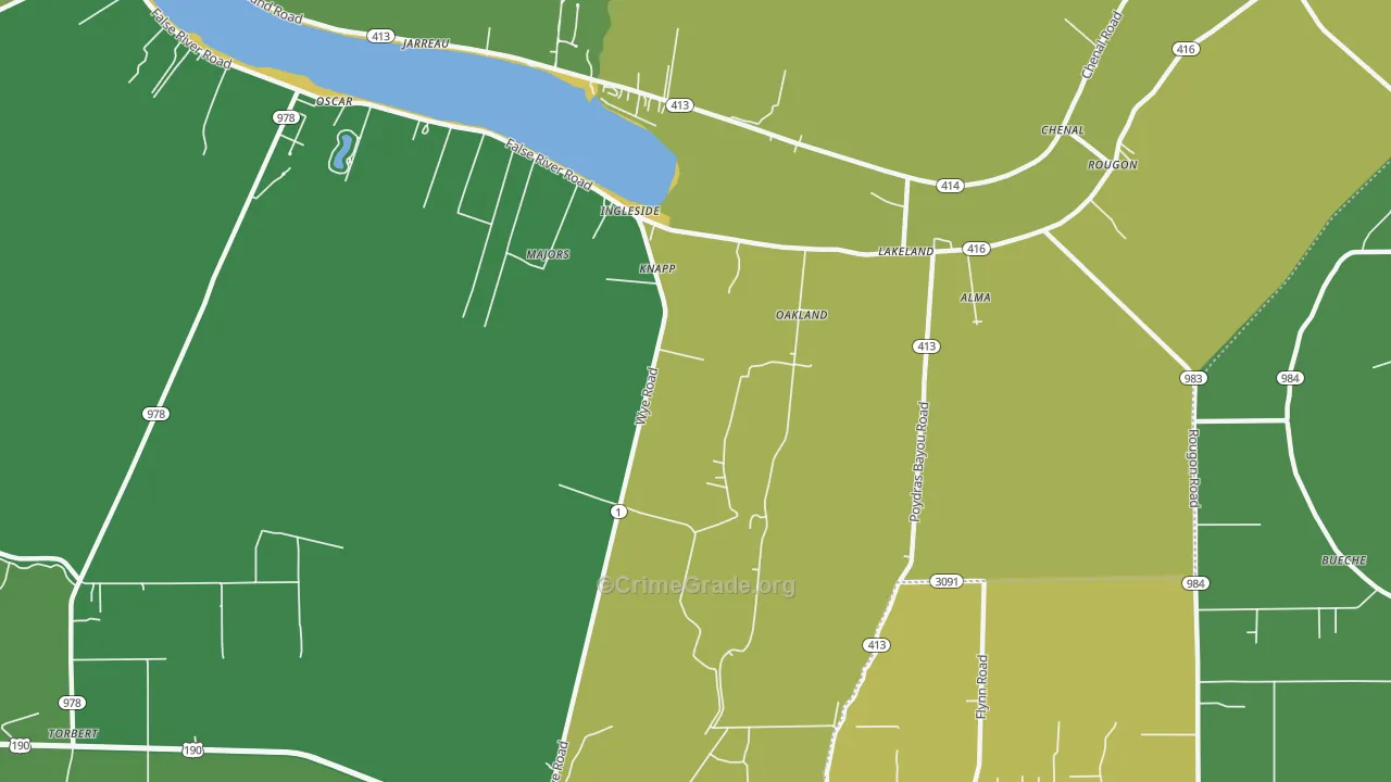 Lakeland, LA Map of Vandalism Rates