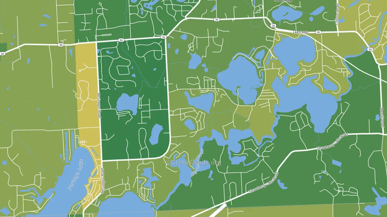 Lakeland, MI Map of Vandalism Rates
