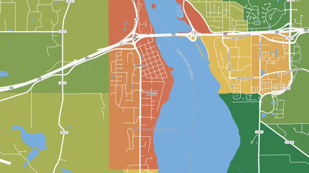 Lakeland Shores, MN Map of Vandalism Rates