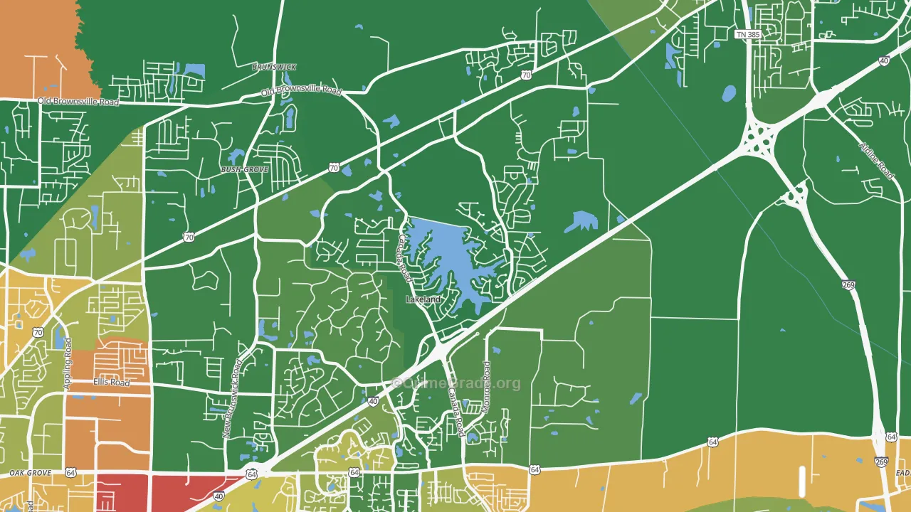 Lakeland, TN Map of Vandalism Rates