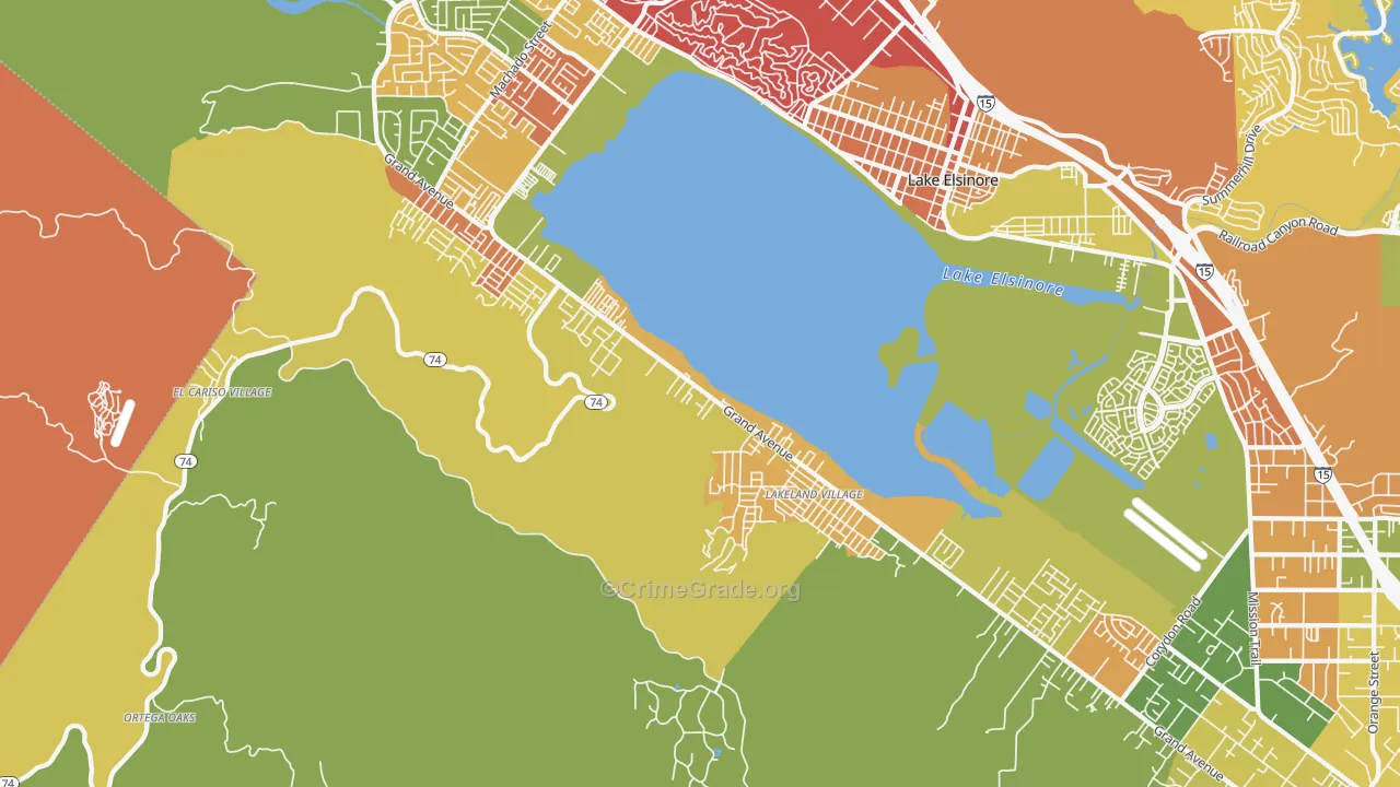 Lakeland Village, CA Map of Vandalism Rates