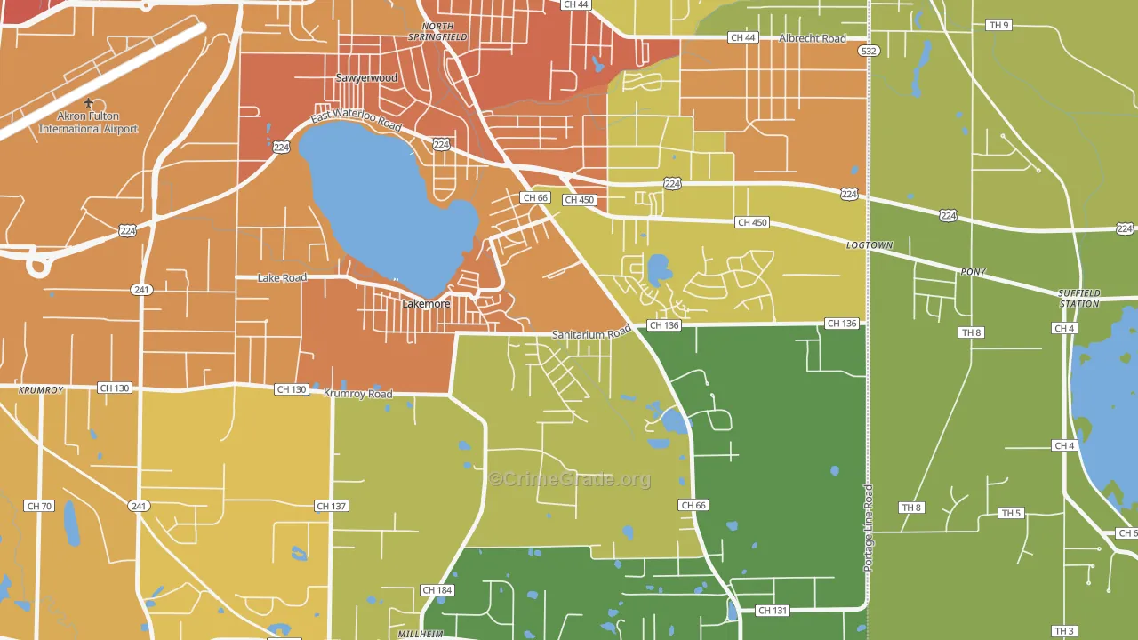 Lakemore, OH Map of Vandalism Rates